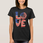 T-shirt 4 juillet Love Sunflower Patriotique drapeau améri (Devant)