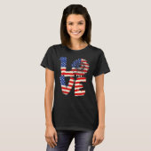 T-shirt 4 juillet Love Sunflower Patriotique drapeau améri (Devant entier)