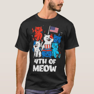 T-shirt 4 juillet Meow Chats Mignonnes Patriot Hommes Femm