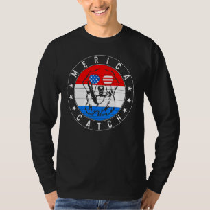T-shirt 4 juillet Merica Catch Labrador Chien Usa Indépend
