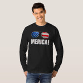 T-shirt 4 juillet Merica Drapeau Lunettes de soleil Garçon (Devant entier)