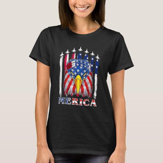 T-shirt 4 juillet Merica Eagle Mullet Drapeau américain P (Devant)