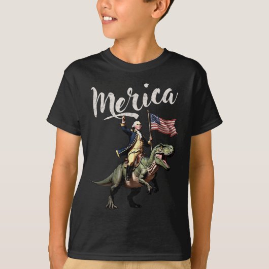 T-shirt 4 juillet Merica George Washington À cheval Sur Un (Devant)