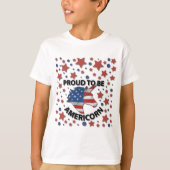 T-shirt 4 juillet mignonne rouge, blanc et bleu américain (Devant)