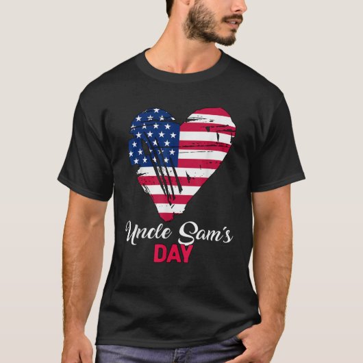 T-shirt 4 juillet Oncle Sam's Day Amérique Patriot Heart U (Devant)