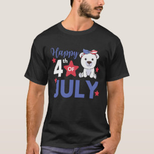 T-shirt 4 juillet Ours Polaire Américain Pour Enfants Cute