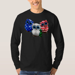 T-shirt 4 juillet Owl American Flag