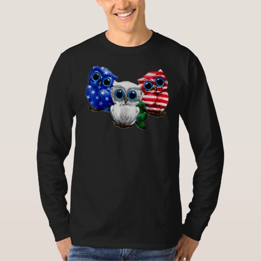 T-shirt 4 juillet Owl American Flag (Devant)