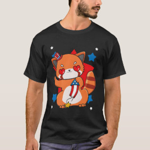 T-shirt 4 juillet Panda Rouge Patriotique Firework Usa