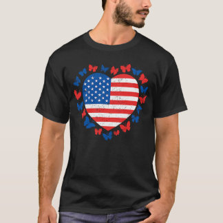 T-shirt 4 juillet Papillon américain Drapeau Patriotique C