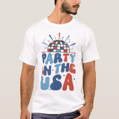 T-SHIRT 4 JUILLET PARTI AMÉRICAIN AUX ÉTATS-UNIS TYPOGRAPH (Devant)
