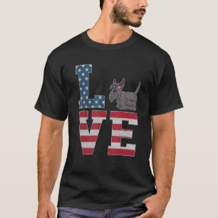 T-shirt 4 juillet Patriotic Love Scottish Terrier Dog Us