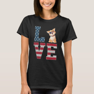 T-shirt 4 juillet Patriotique Amour Américain Eskimo Chien