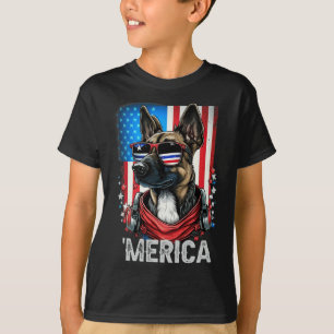 T-shirt 4 juillet Patriotique Belge Malinois Chien Merica