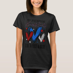 T-shirt 4 juillet Patriotique Coeurs Pour Hommes Femmes Ro