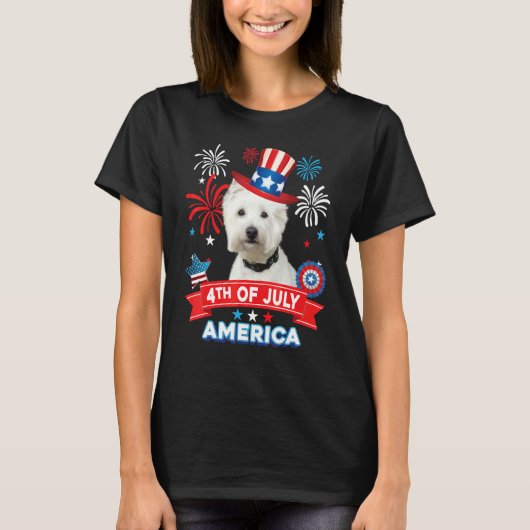 T-shirt 4 juillet Patriotique Day Westie Dog Independence (Devant)