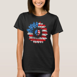 T-shirt 4 juillet Peace Sunflower Liberté américaine Usa F