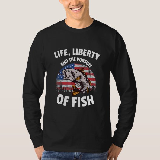 T-shirt 4 juillet Pêche Drapeau Américain Pursuit Poisson (Devant)