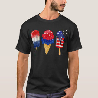 T-shirt 4 juillet Popsicle American Flag Patriotic Summe