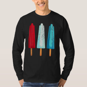 T-shirt 4 juillet Popsicle Rouge Blanc Bleu Bleu Américain