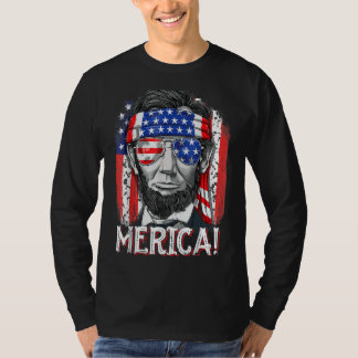T-shirt 4 juillet Pour Hommes Merica Abe Lincoln Femme Tee