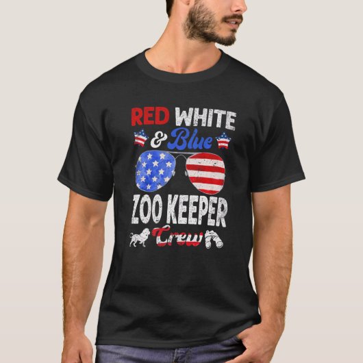 T-shirt 4 juillet Red White & Blue Zoo Keeper Crew Ameri (Devant)