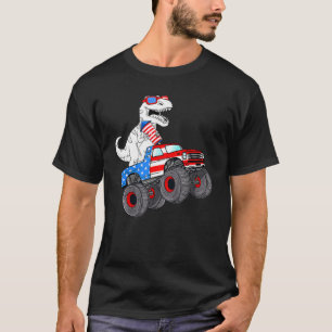 T-shirt 4 juillet Rex Dino Trex Dinosaur Monster Truck F