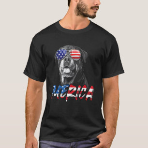 T-shirt 4 juillet Rottweiler Merica American Flag Patrio