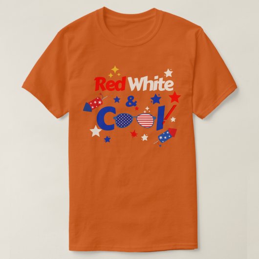 T-shirt 4 juillet Rouge Blanc Et Cool (11) (Design devant)