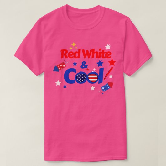 T-shirt 4 juillet Rouge Blanc Et Cool (8) (Design devant)