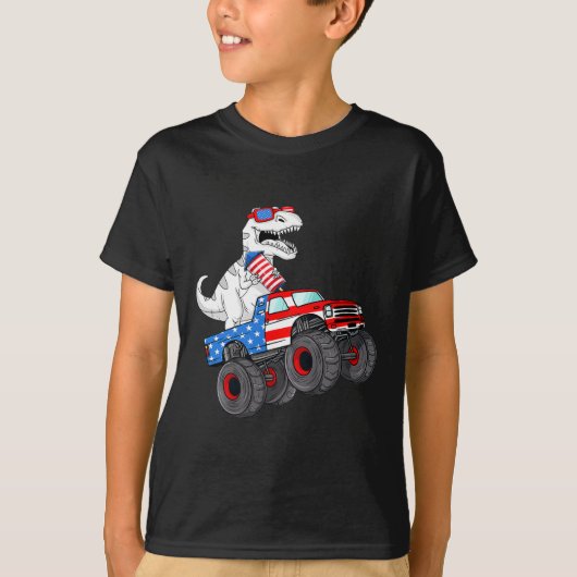 T-shirt 4 juillet T Rex Dino Trex Dinosaur Monster Truck (Devant)