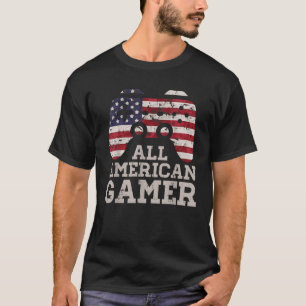 T-shirt 4 Juillet Tous Américain Gamer Patriot Hommes Garç