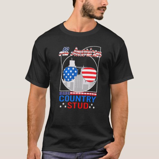 T-shirt 4 juillet Tous Les Pays Américains Stud Drapeau Us (Devant)
