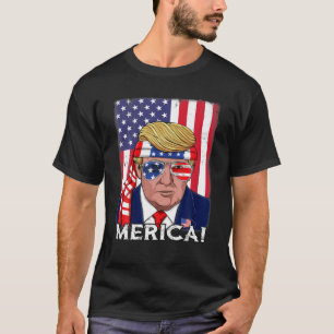 T-shirt 4 juillet Trump Merica USA Drapeau patriotique