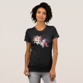 T-shirt 4 juillet Unicorne américaine Pegasus Rainbow Fire (Devant entier)