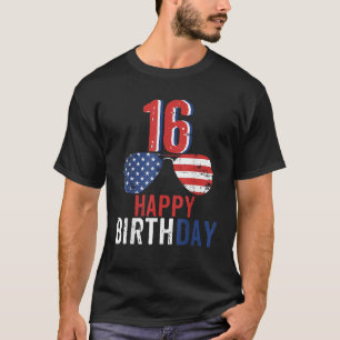 T-shirt 4 juillet USA Amérique Joyeux anniversaire 16 ans