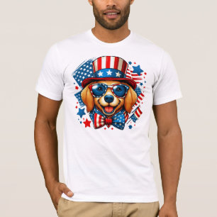 T-shirt 4 juillet USA chien patriotique Jour de l'Indépend