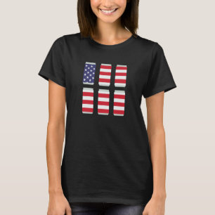 T-shirt 4 juillet USA Drapeau Six Canettes À Bières Boire