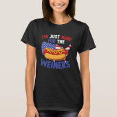 T-shirt 4 juillet USA Juste Ici Pour Les Weiners Américain (Devant)