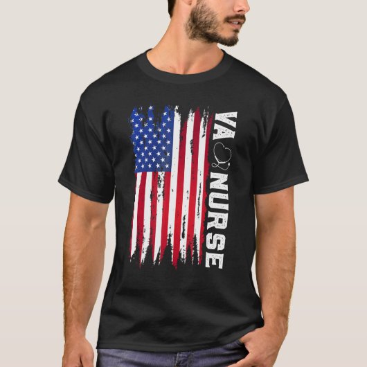 T-shirt 4 juillet Va Nurse American Flag Patriotic Nurse (Devant)