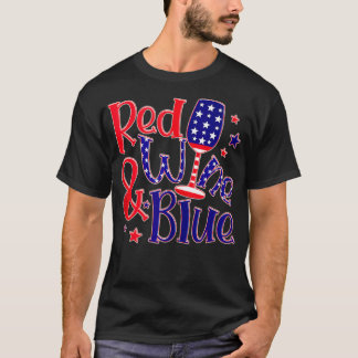 T-shirt 4 juillet Vin Rouge Et Bleu Amusant Amérique USA F