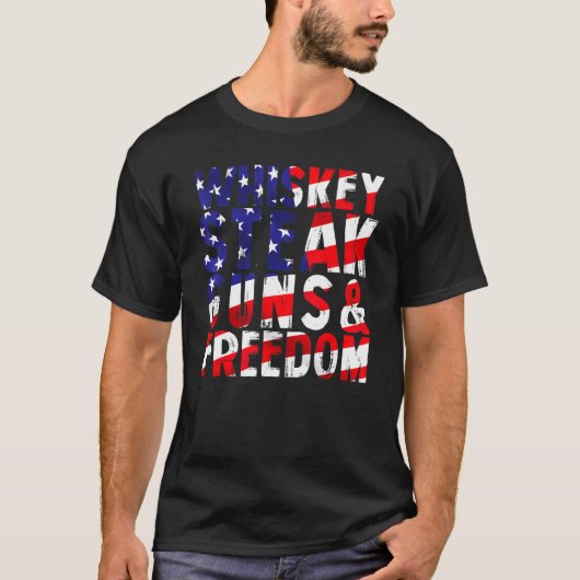 T-shirt 4 juillet Whiskey Steak Guns Et Liberté (Devant)
