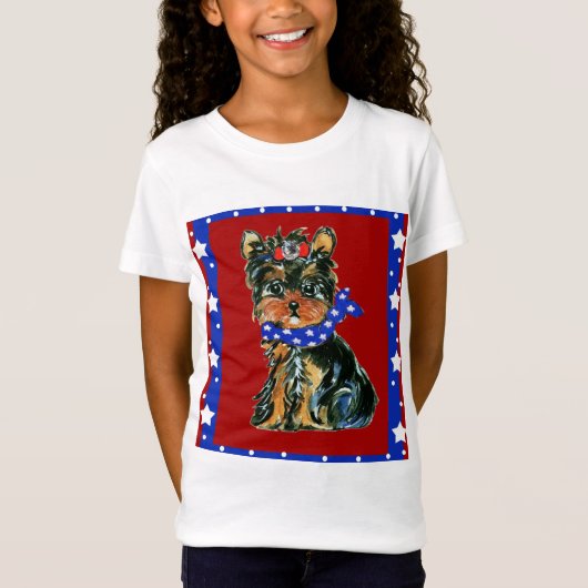 T-Shirt 4 juillet Yorkie Poo (Devant)