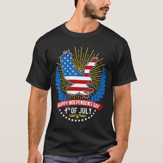 T-shirt 4 juillet'Aigle américain Joyeux Jour de l'Indépen (Devant)