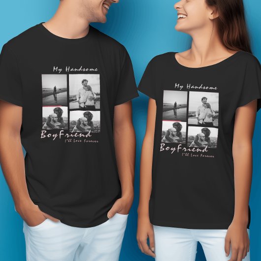T-shirt 4-Photo Collage Forever Boyfriend Saint-Valentin