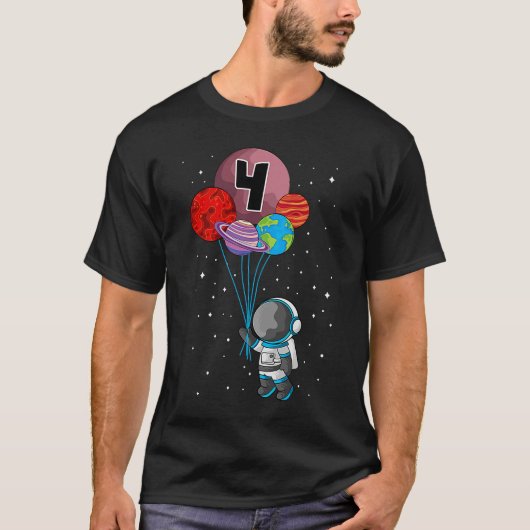T-shirt 4 Planètes spatiales de garde d'anniversaire Astro (Devant)