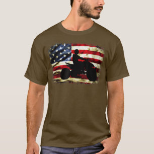 T-shirt 4 roues quad drapeau américain Vintage vélo tout-t