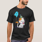 T-shirt 4-Year-Old Kid Cute Cat Party Balloon 4th Birthday (Devant)