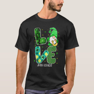 T-shirt 4e année Amour Gnome Shamrock irlandais Enseignant