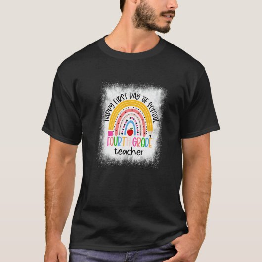 T-shirt 4e année Enseignant Vie Crayon Rainbow Retour (Devant)